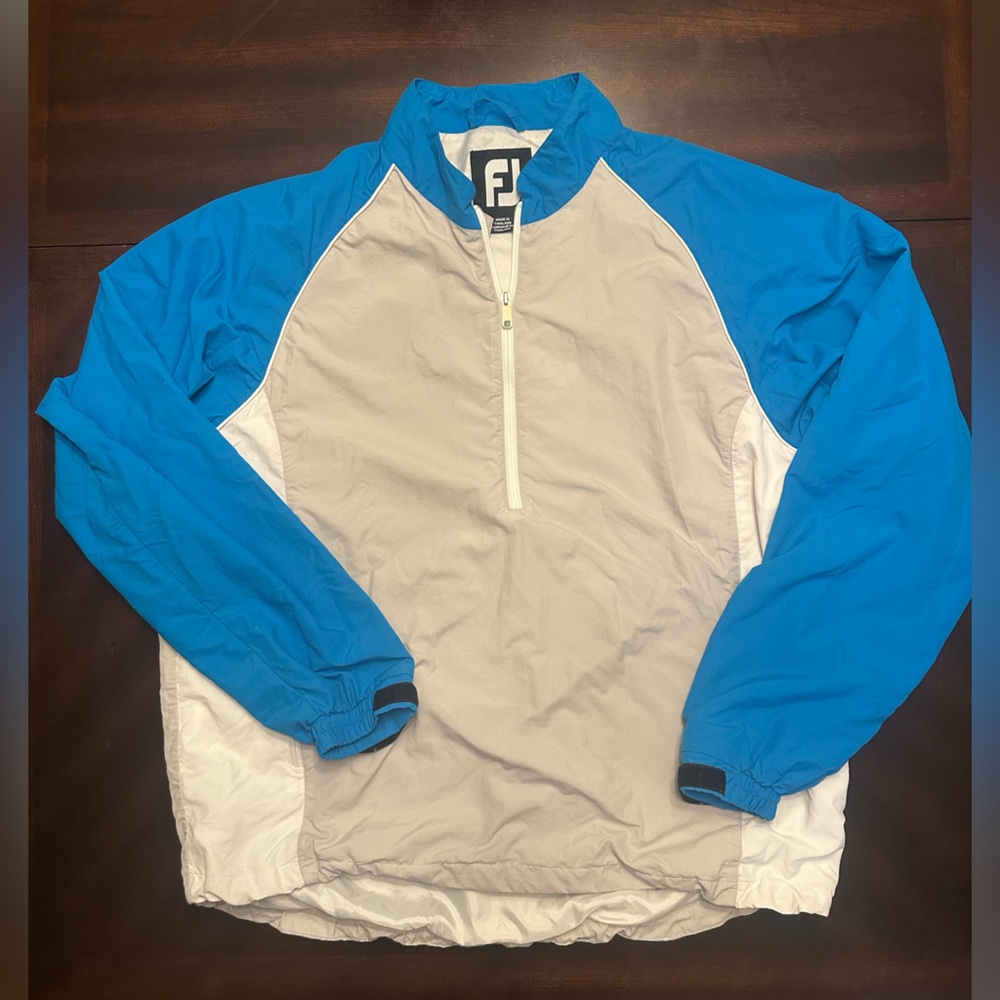 Foot Joy Blue and White Half-Zip Windbreaker